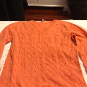 V neck orange cashmere sweater